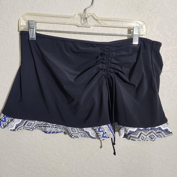 Profile by Gottex Swim Skirt Womens 10 Ruched Ruffle Hem Printed Trim Swimwear - Picture 1 of 12
